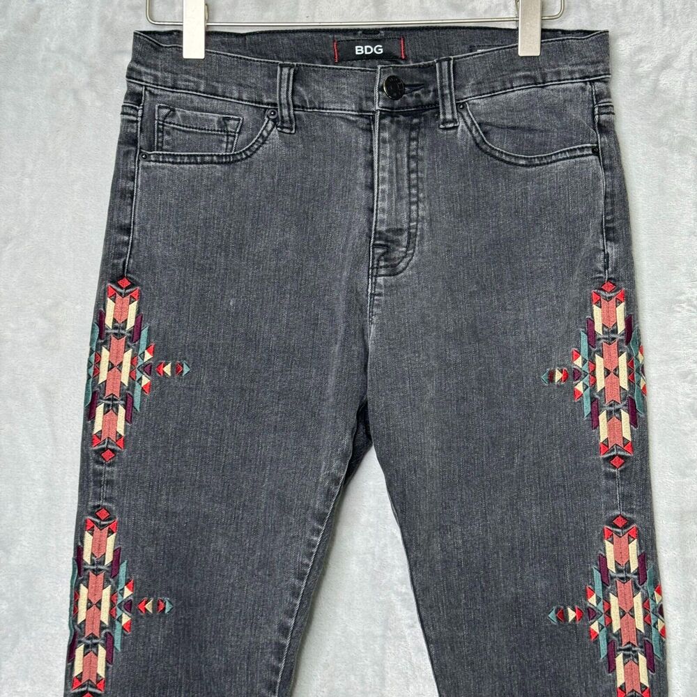 BDG Black Skinny Jeans with Embroidered Accents - Picture 2 of 11